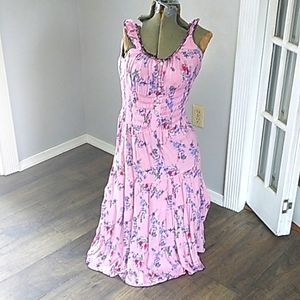 VTG Y2K COTTAGECORE PEASANT FLORAL MIDI COTTON DRESS WOMANS M